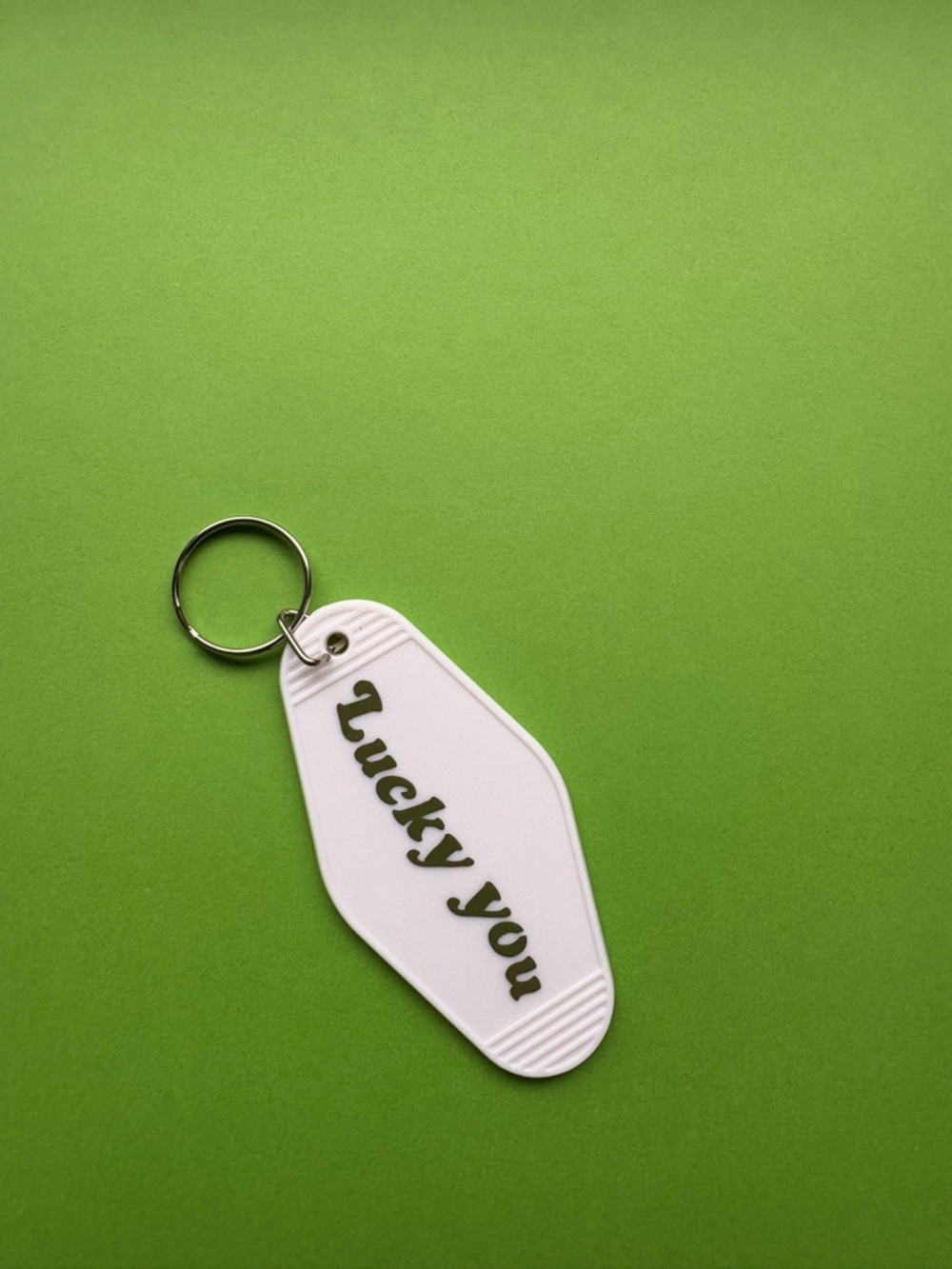 Hand made Lucky You White Keychain